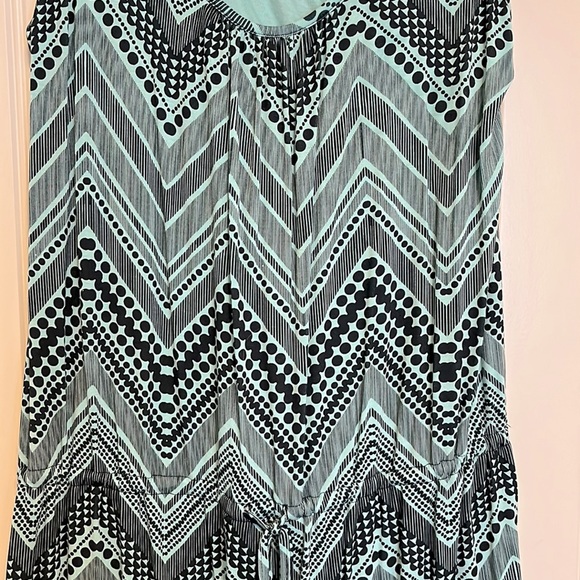 Caslon dress, turquoise with black designs - Picture 2 of 4